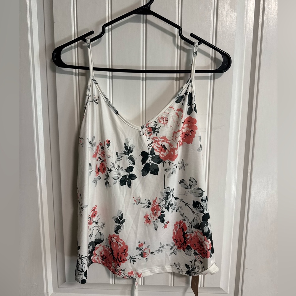 SHEIN Floral Tank Top - White and Pink